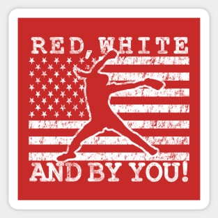 Red White and By You Fastpitch Softball Pitcher Gifts Sticker